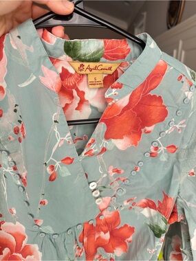 April Cornell Coral and Mint Floral Shirt